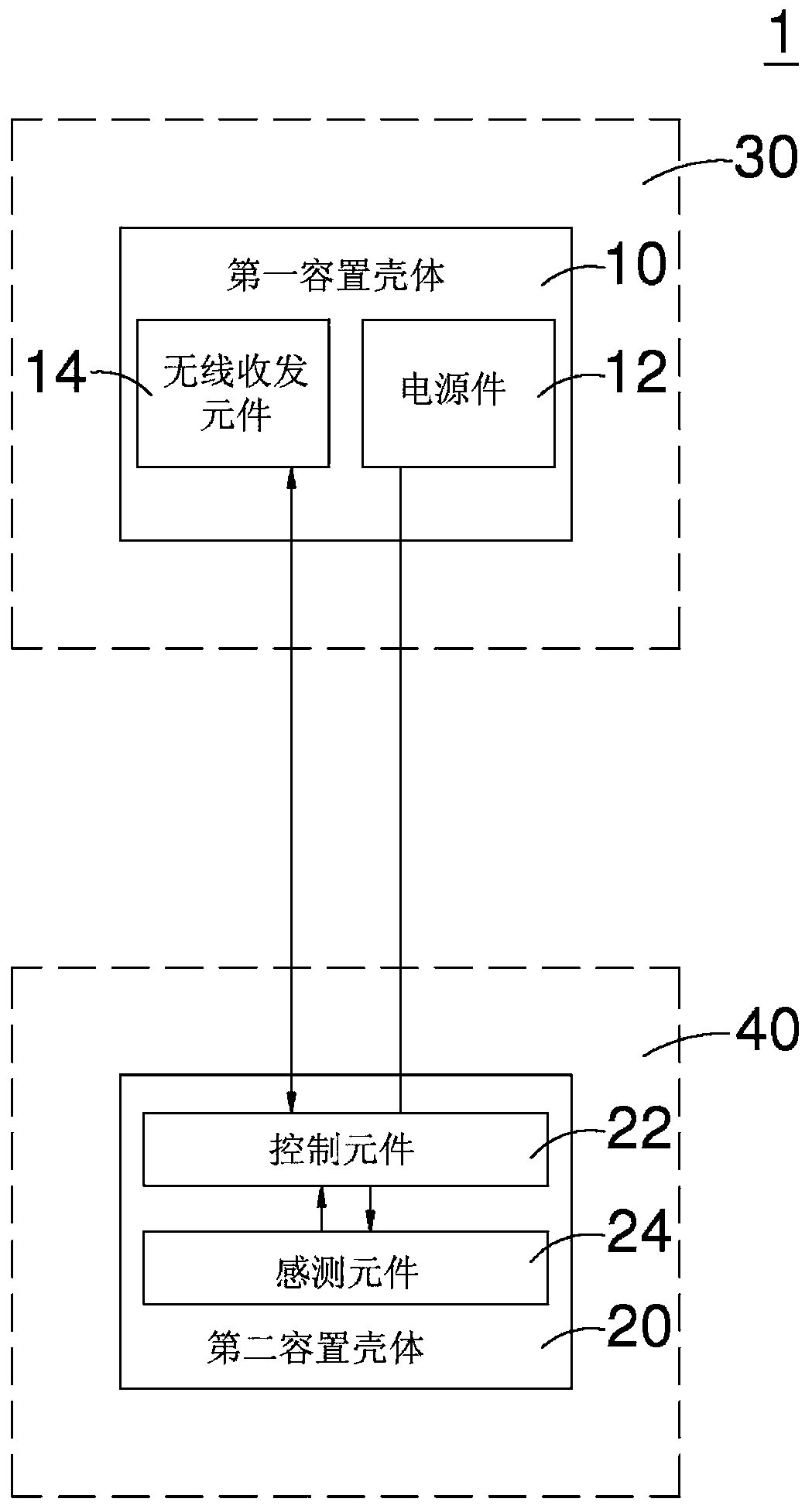 Power supply and transmission system of monitoring device