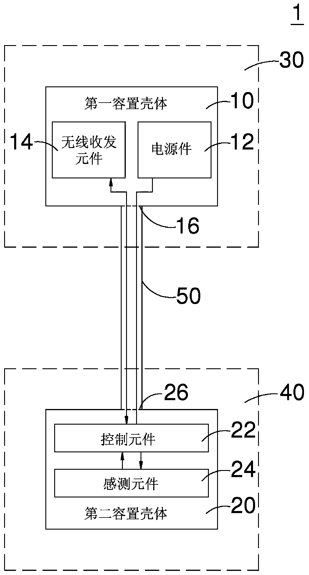 Power supply and transmission system of monitoring device