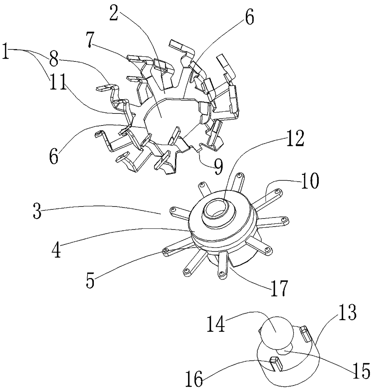 Moving blade component and mounting component of electric shaver