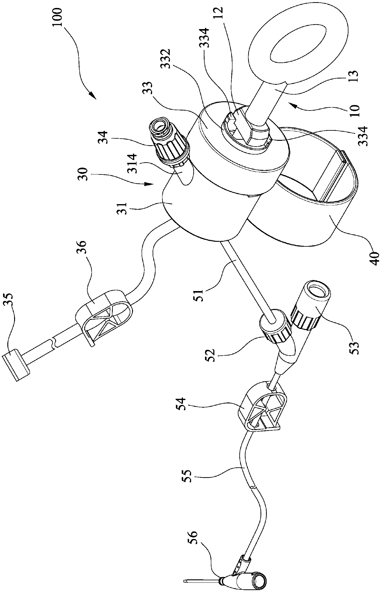 Portable continuous positive-pressure indwelling needle seal tube device