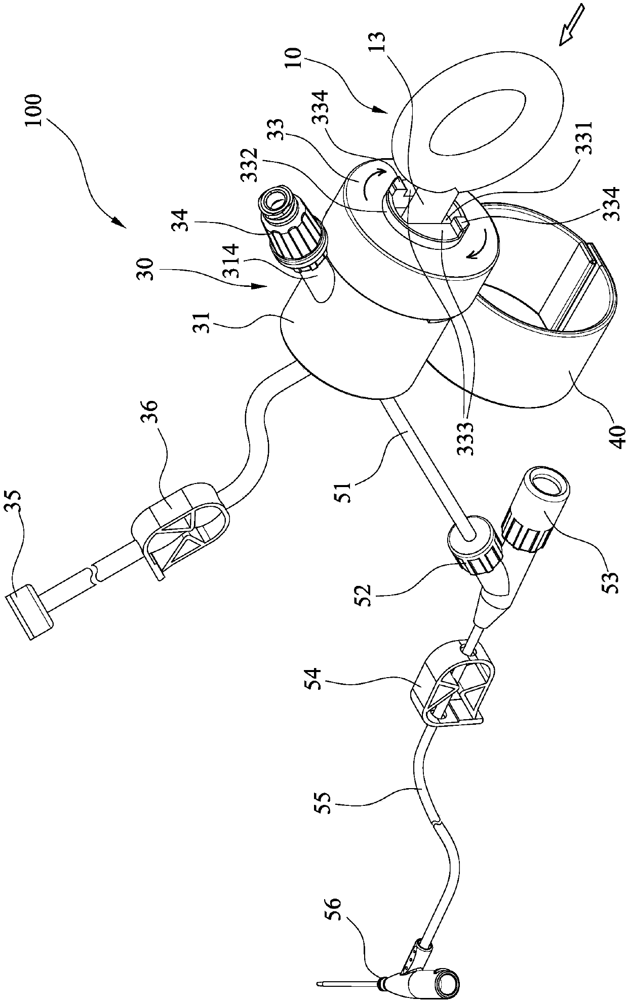 Portable continuous positive-pressure indwelling needle seal tube device