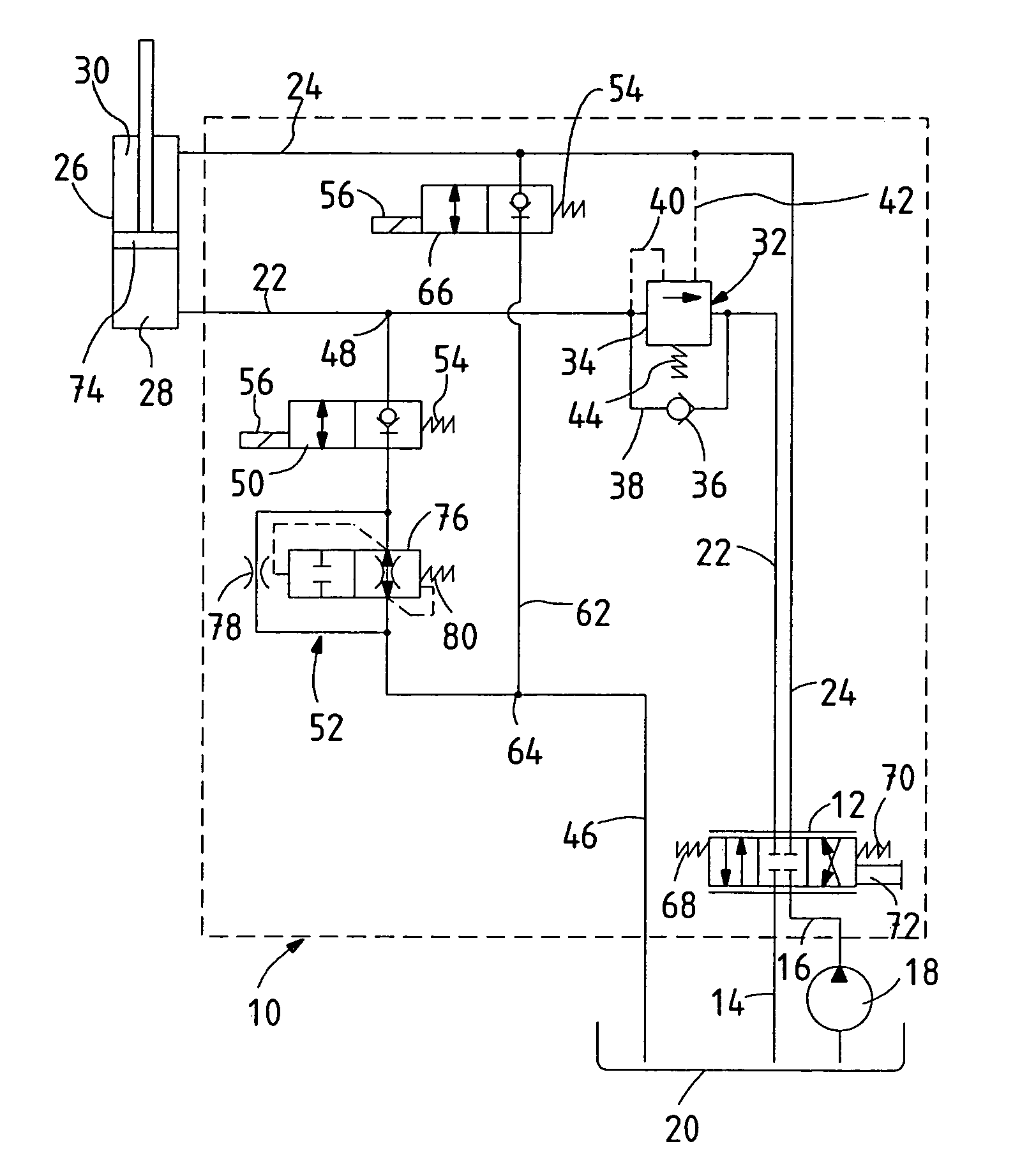 Hydraulic control circuit for a hydraulic lifting cylinder