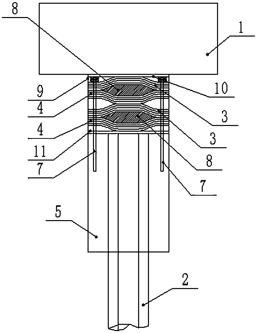 Variable-stiffness energy-dissipating joints for pipe pile heads and caps