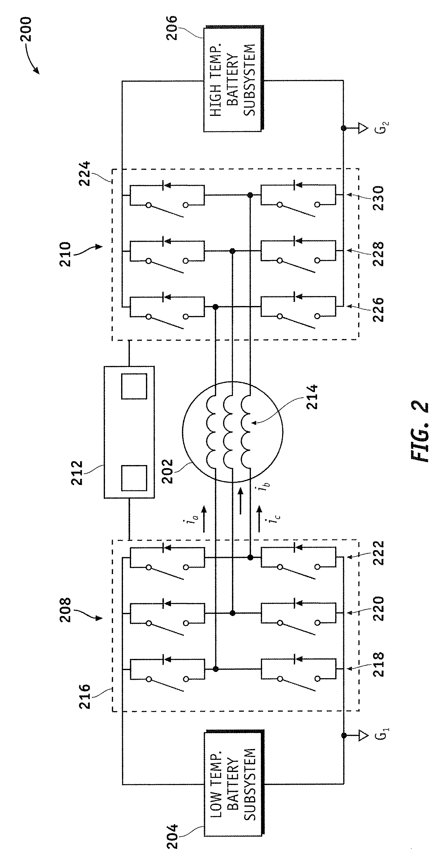 Double ended inverter system for a vehicle having two energy sources that exhibit different operating characteristics