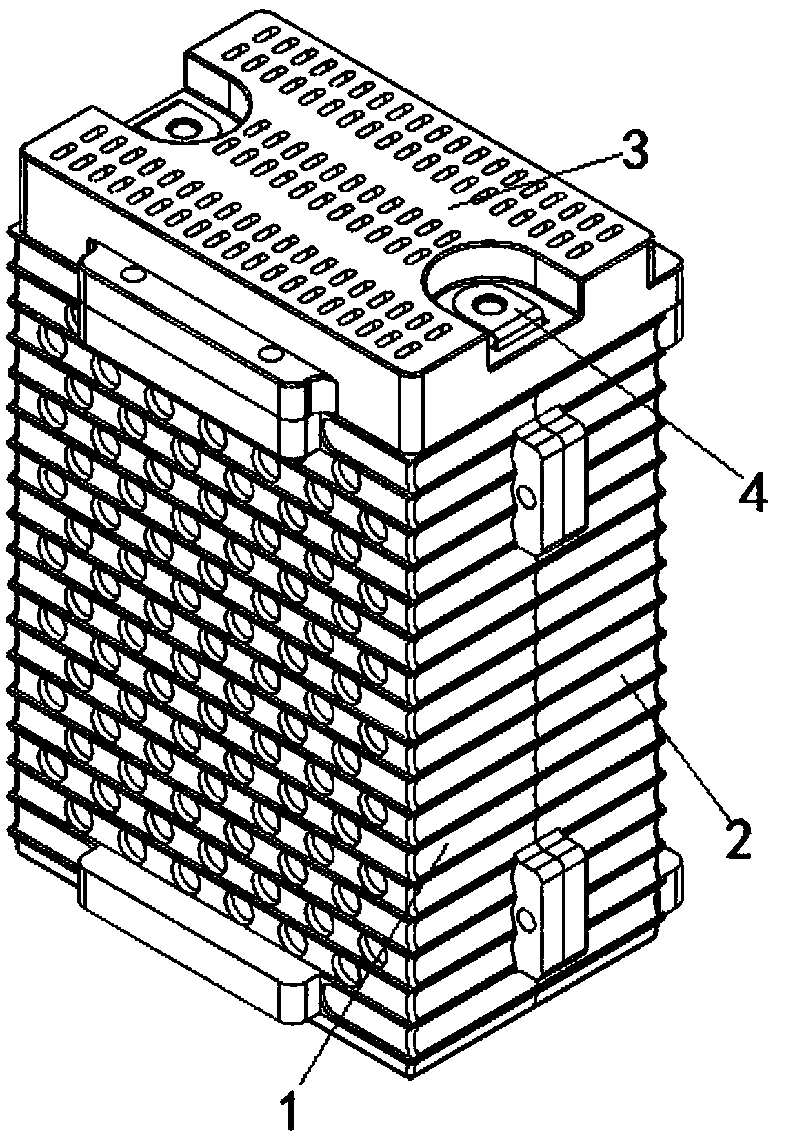 Novel square lithium battery standardized module encapsulation case and PACK method
