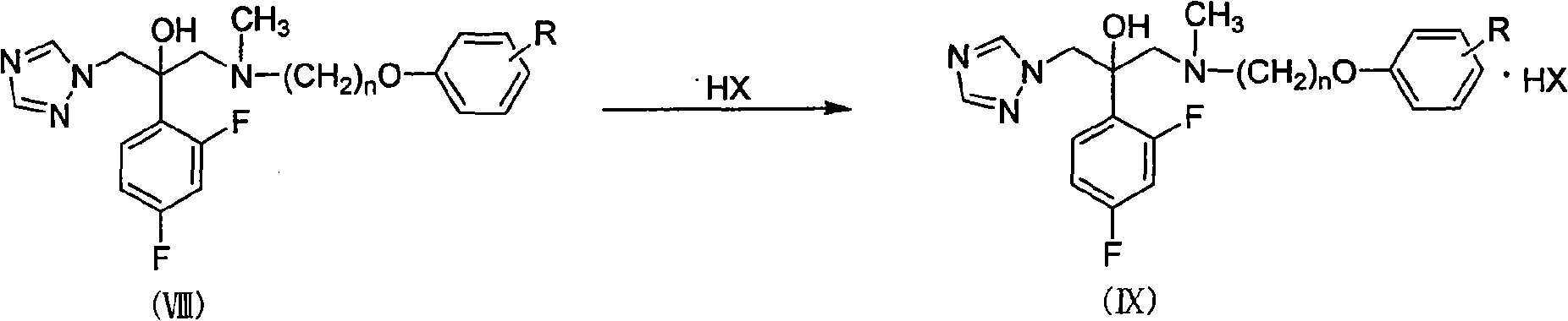 Substituted phenoxy oxygen alkylamine triazole alcohol antimycotic compounds and method of preparing the same