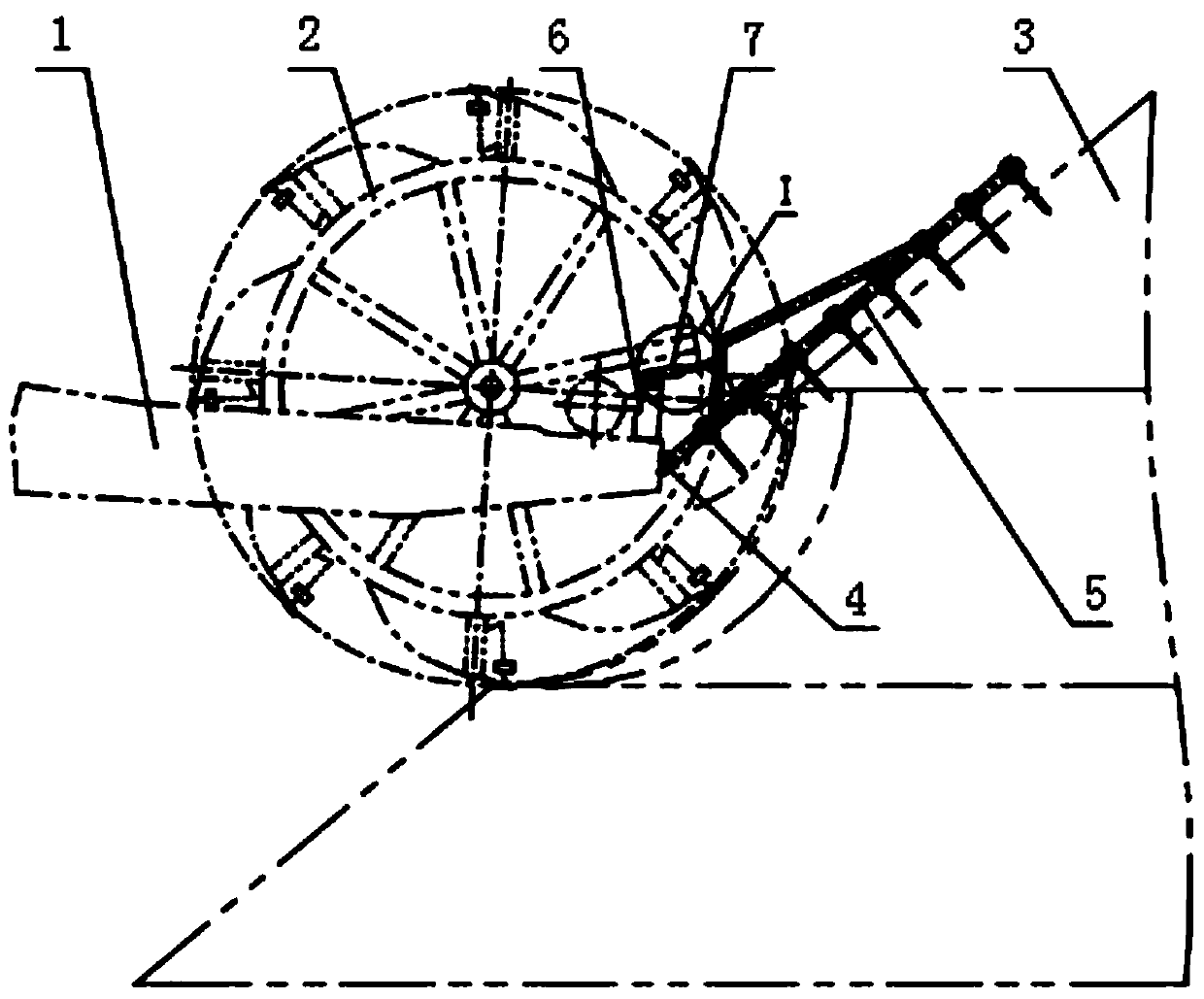 Bucket-wheel material retaining device of bucket-wheel material stacking and fetching machine