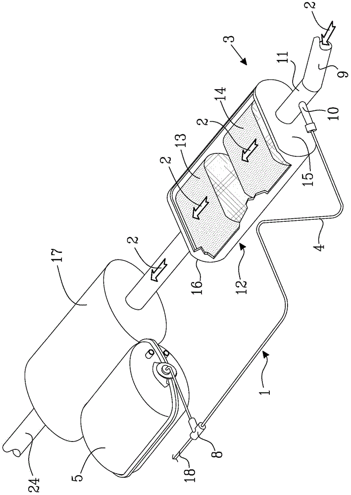 Device and method for treating exhaust gas