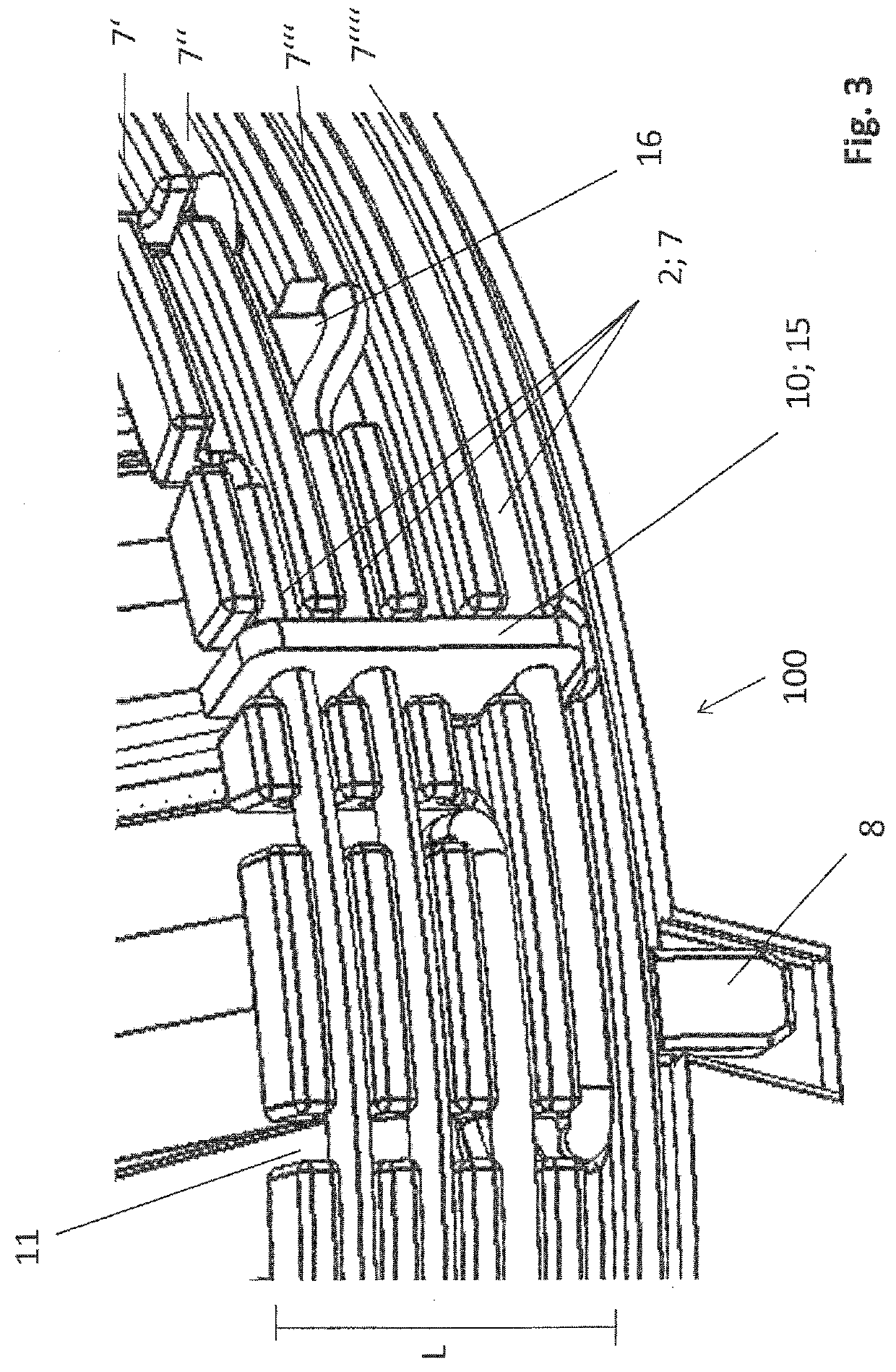 Stator arrangement, electric three-phase generator and method for producing a stator arrangement