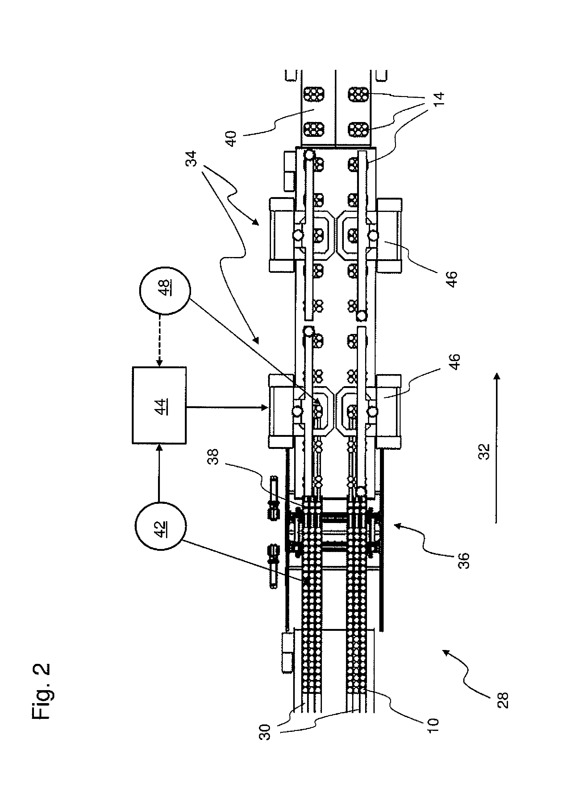 Device and method for manufacturing strapped packs and regulatory and/or control method for a strapping device
