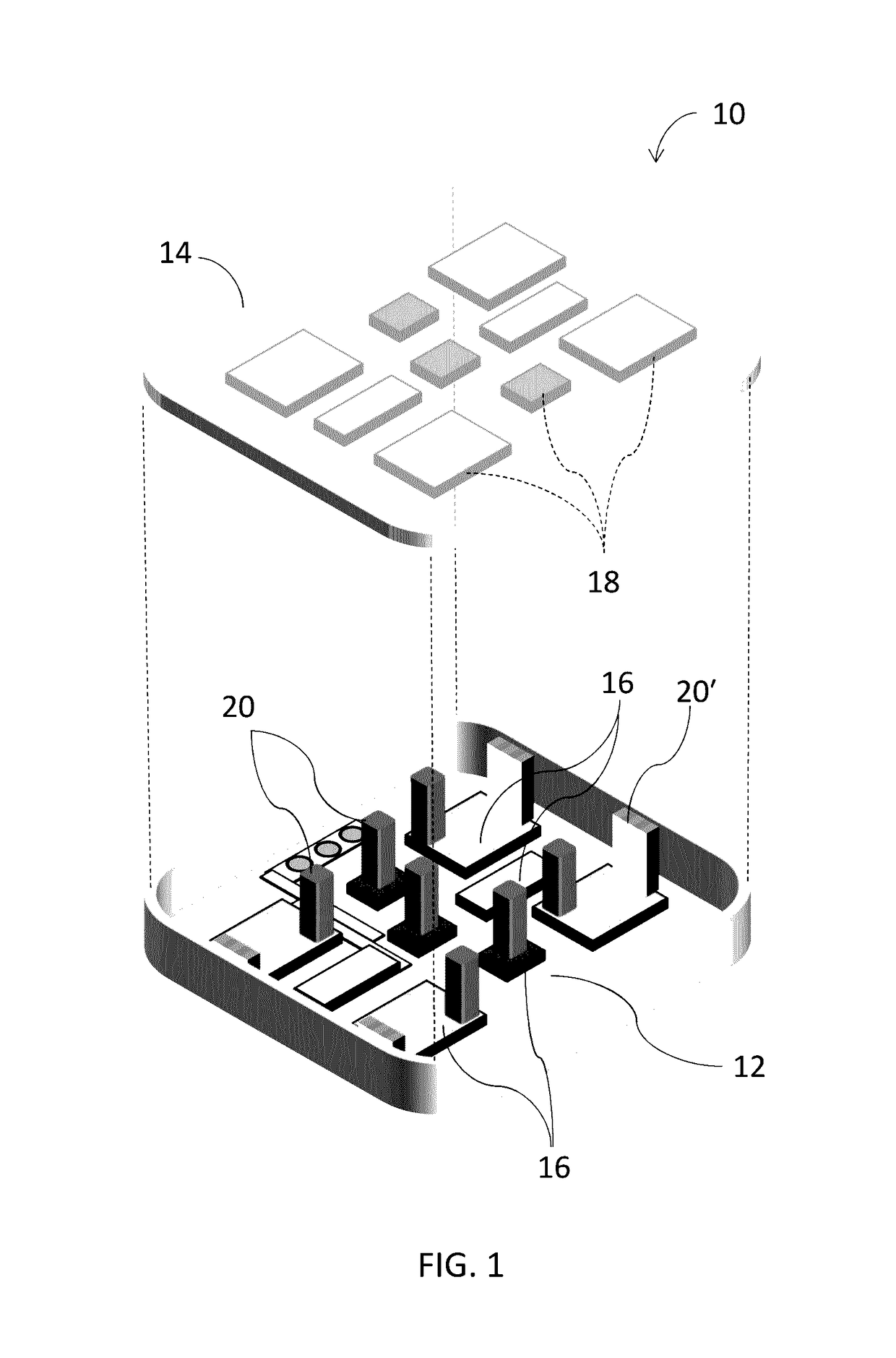 Electronic module with free-formed self-supported vertical interconnects