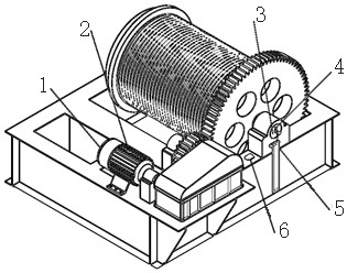 Real-time monitoring device and method for comprehensive gear abrasion condition of winch hoist