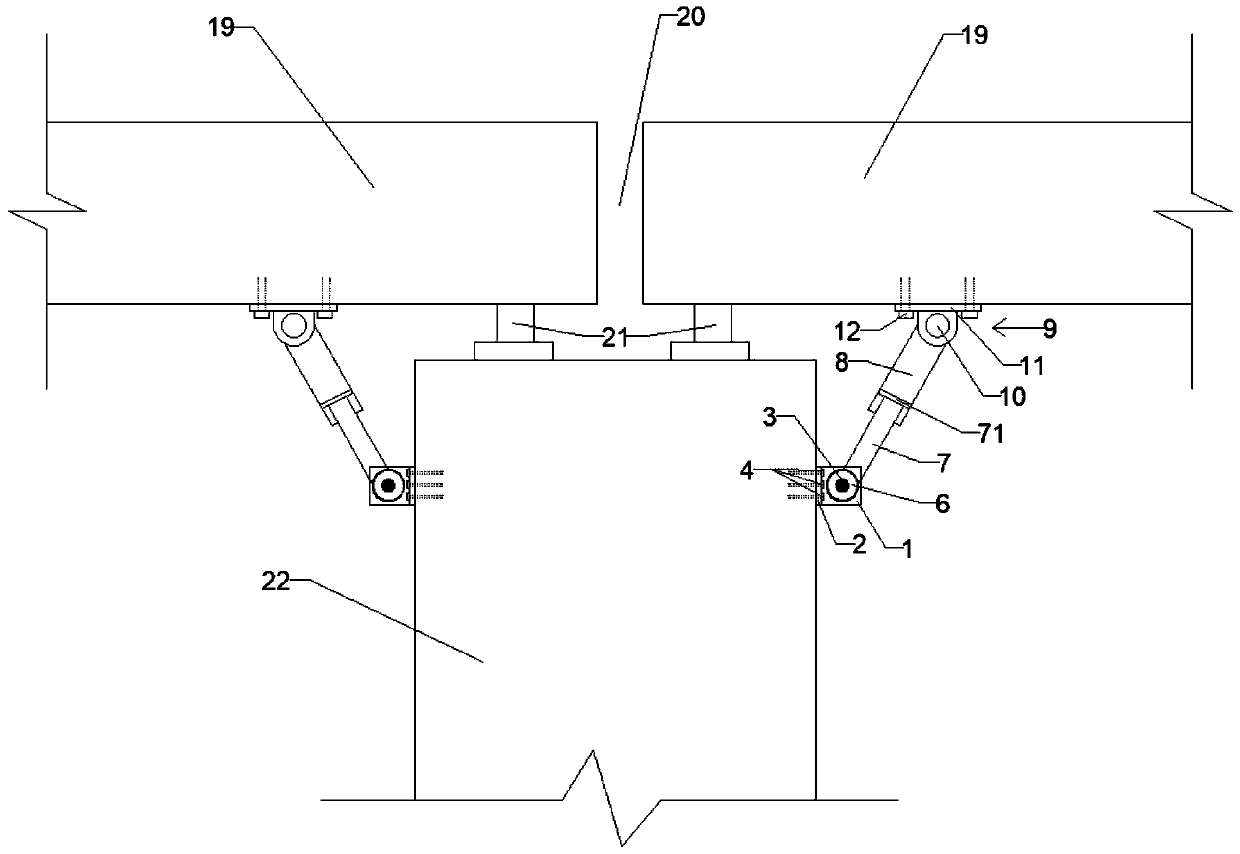 Bridge anti-seismic damper structure with rotational friction energy dissipation