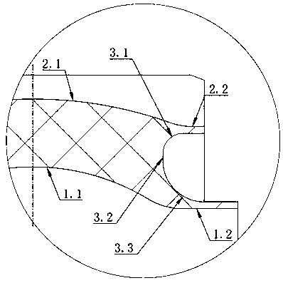 Double-spherical traction rubber joint and making method thereof