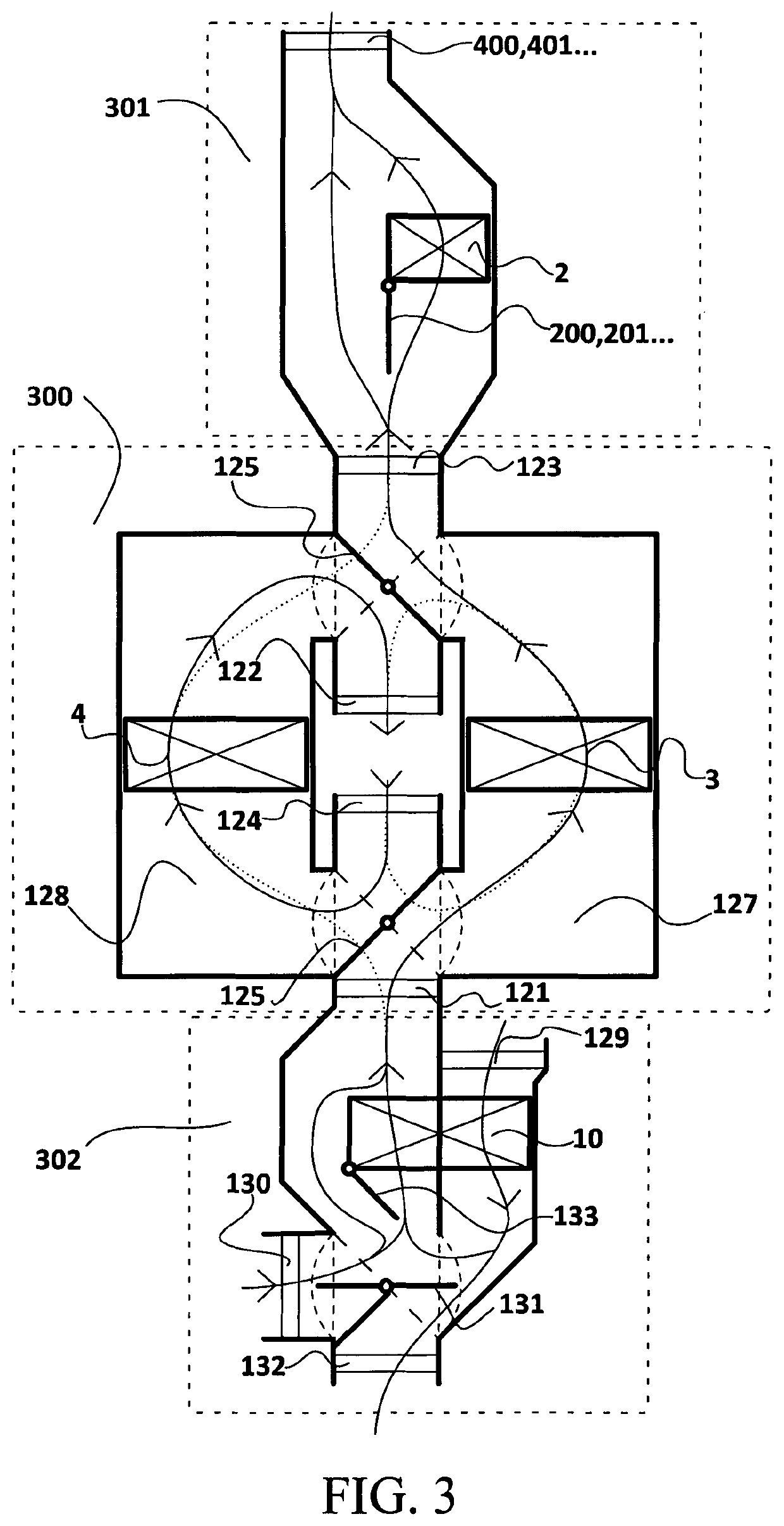 HVAC system of the vehicle passenger compartment with air flow topology alteration