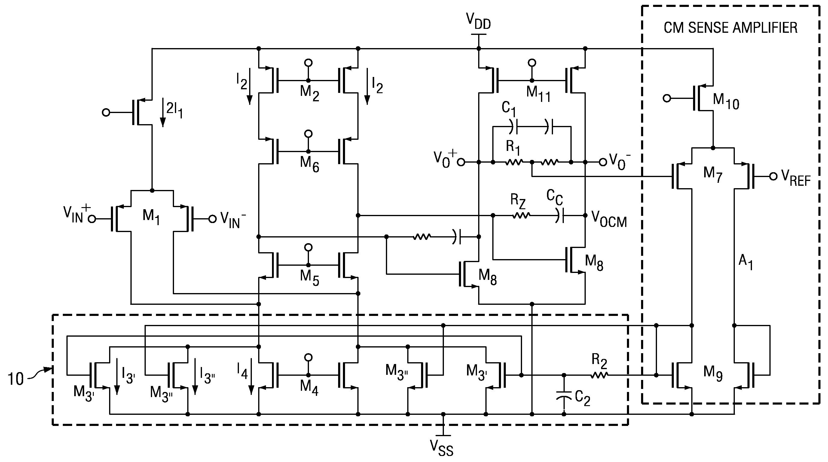Multi-path common mode feedback for high speed multi-stage amplifiers