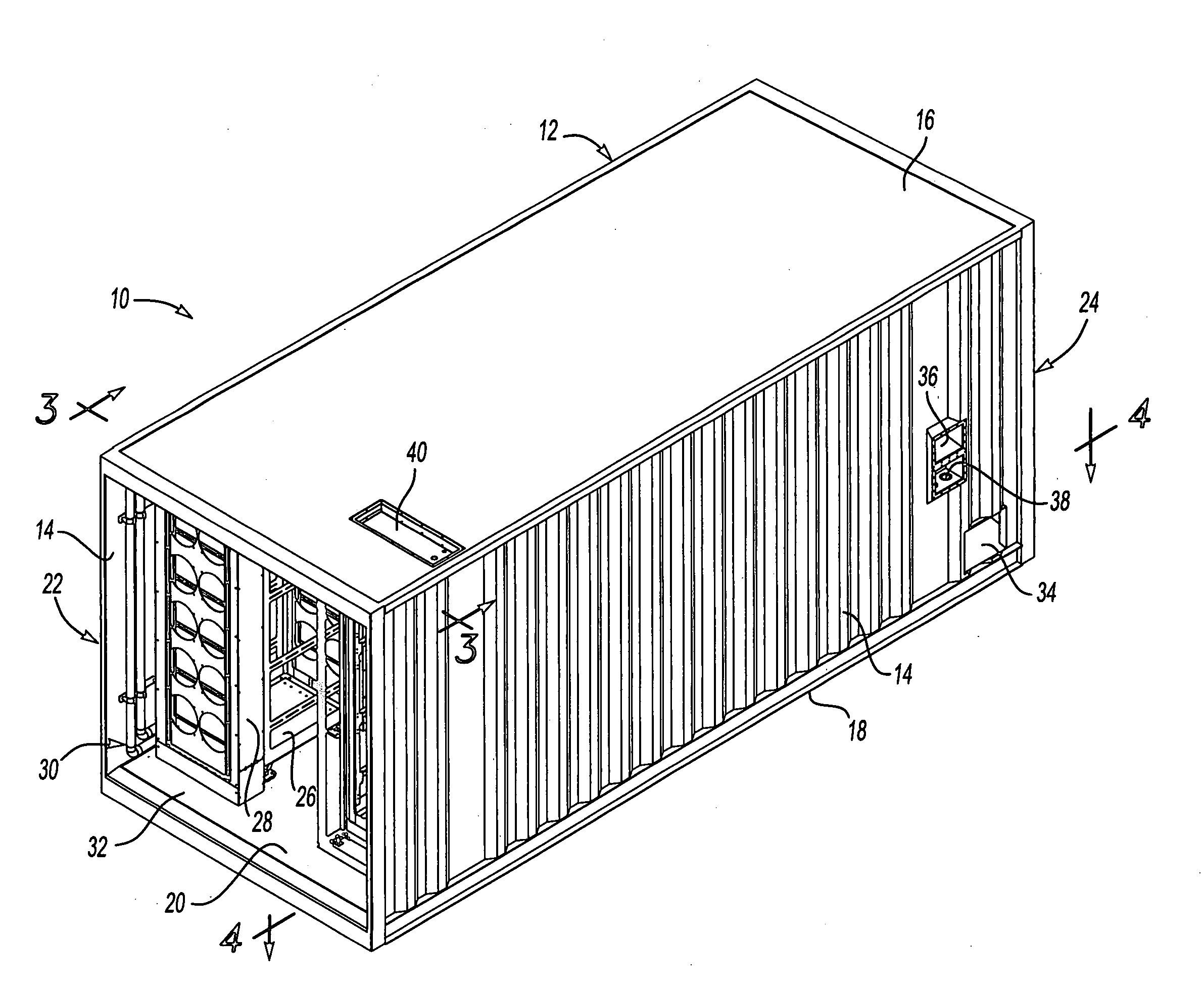 Balanced chilled fluid cooling system for a data center in a shipping container