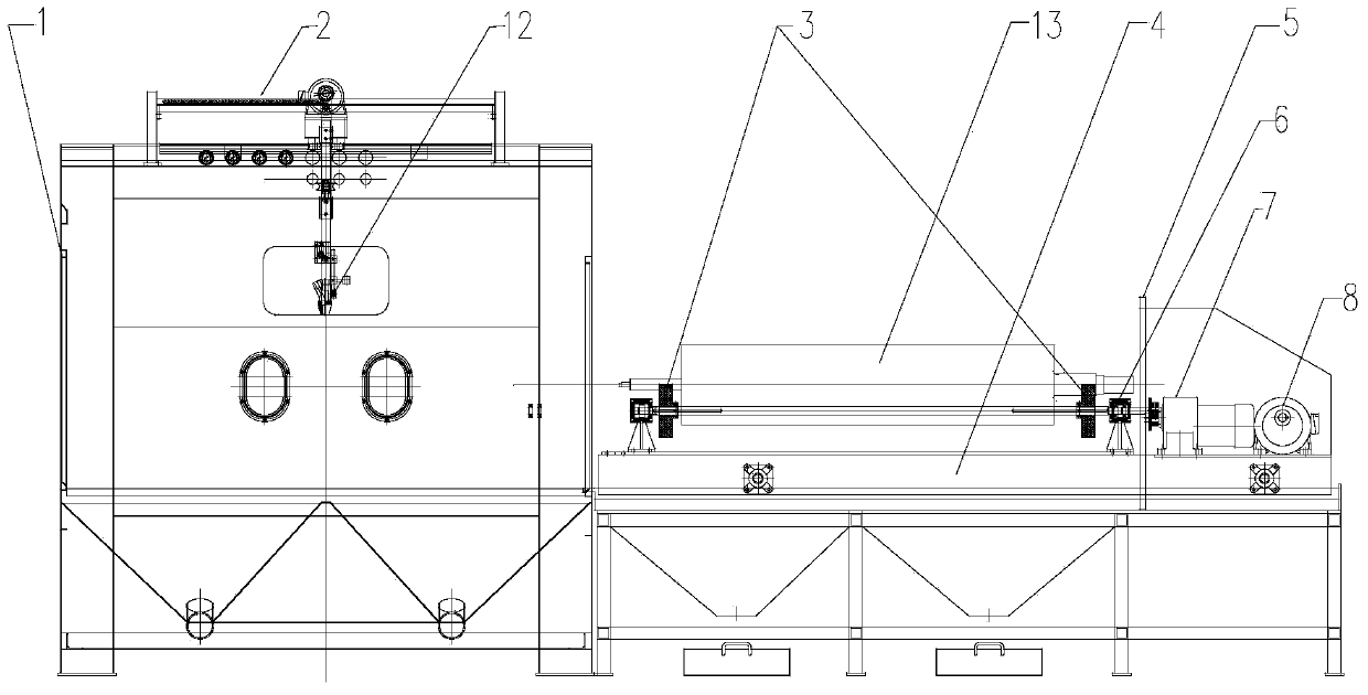 Automatic sandblasting mechanism of cooling roller and sandblasting method