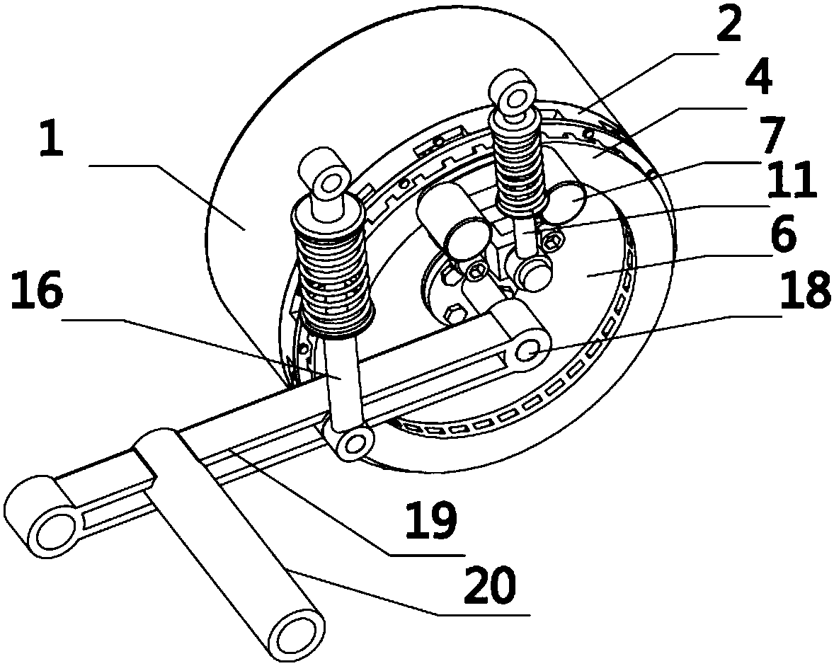 In-wheel motor ring type electromagnetic brake and separate shock absorption integrated device