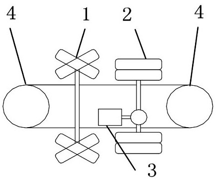 Rubber tire power frame for trackless guided tram and trackless guided tram