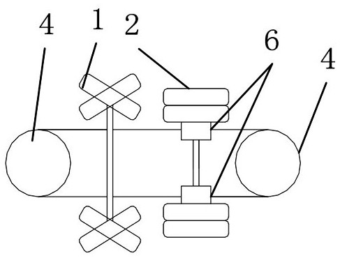 Rubber tire power frame for trackless guided tram and trackless guided tram