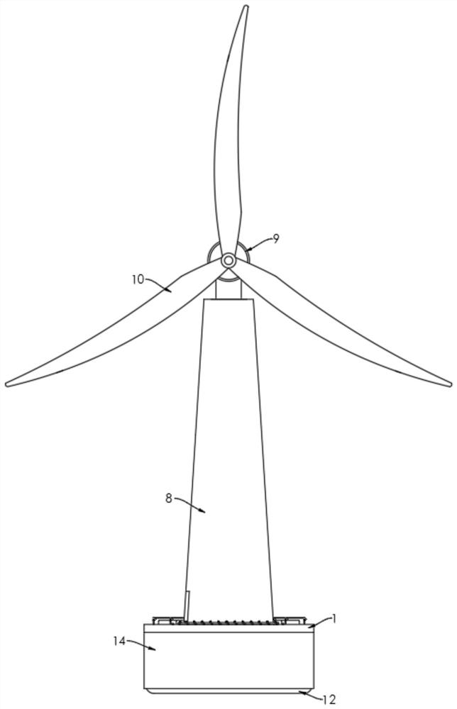 Floating type wind power device with plastic floating bodies