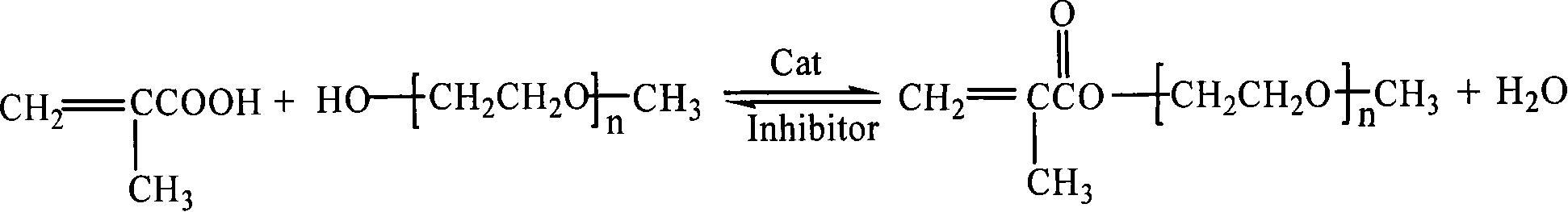 Method for synthesizing polyethylene glycol monomethyl ethermethacrylic acid esters by nitrogen with water