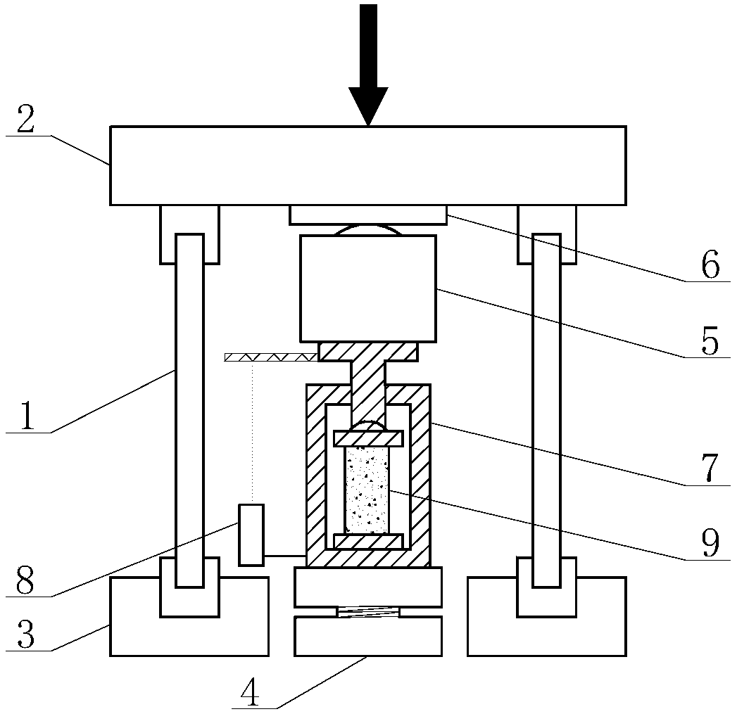 Concrete stress-strain full curve test device for damage caused by environmental corrosion