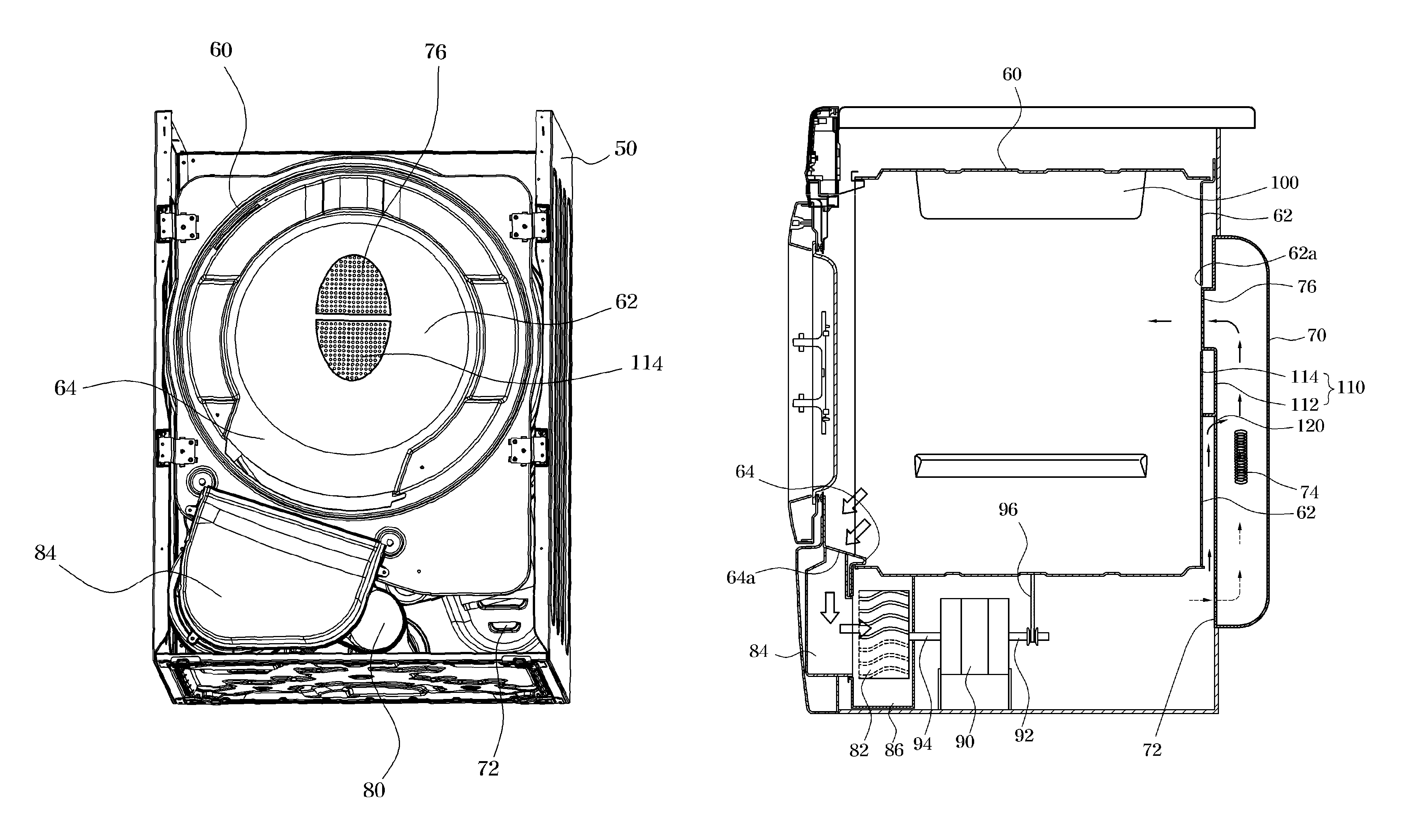 Dryer having intake duct with heater integrated therein
