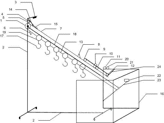Intelligent clothes airing device capable of gathering clothes through gravitational potential energy and manufacturing method thereof