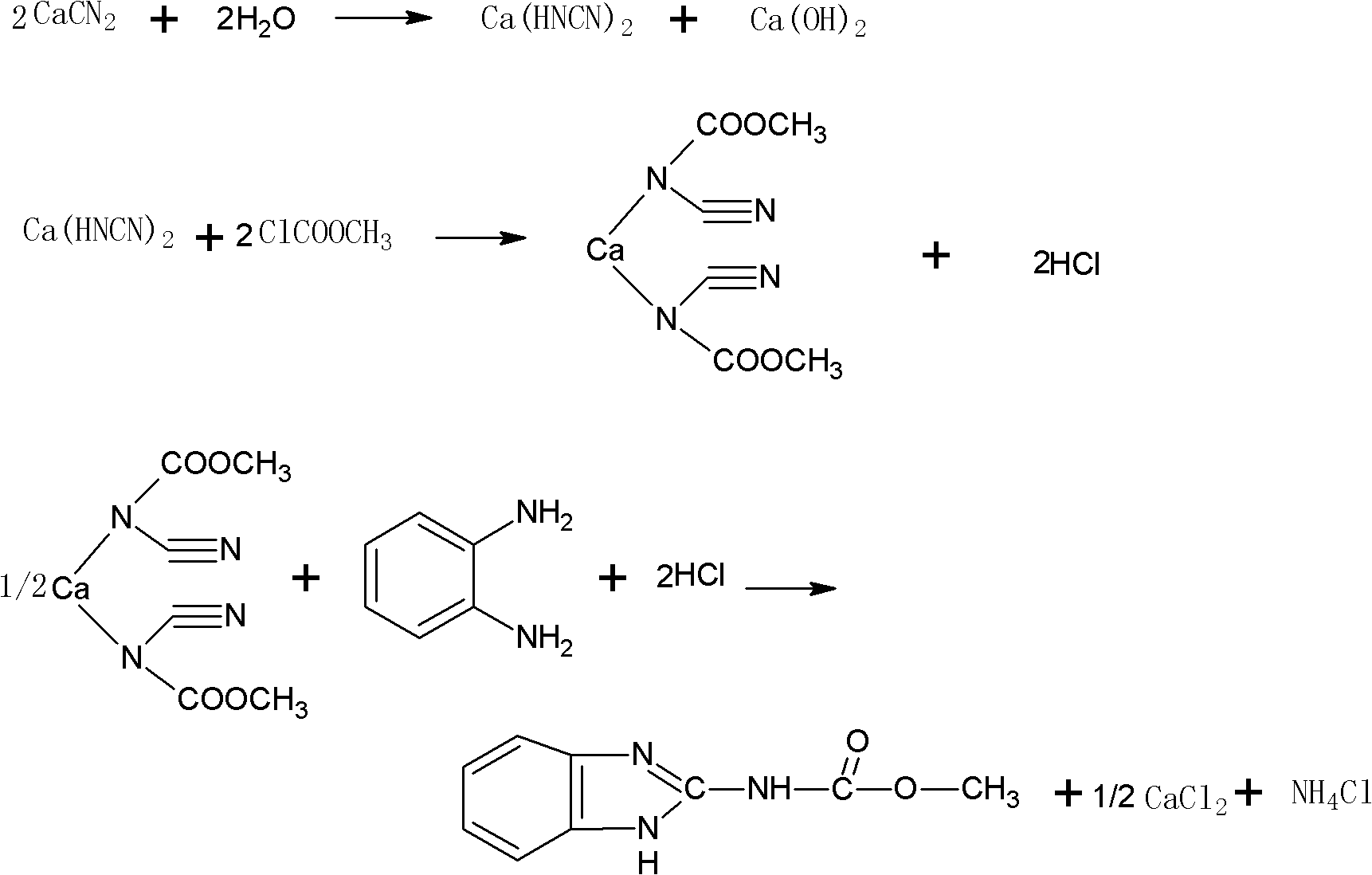 Preparing method for synthesizing sanmate from calcium cyanamide
