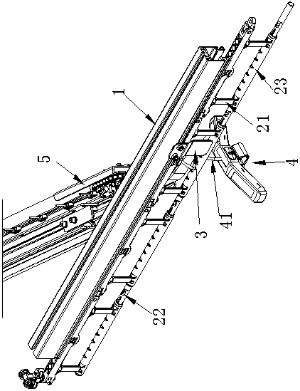 Goods shelf transition device for conveying system