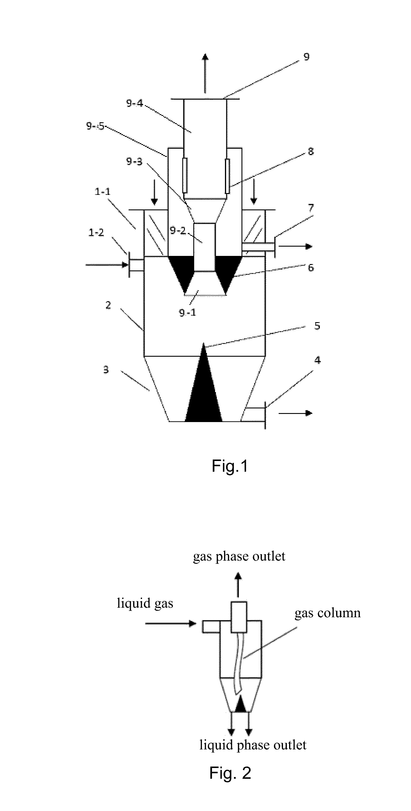 Apparatus for liquid degassing using coupling of swirling flow or centrifugal field and pressure gradient field