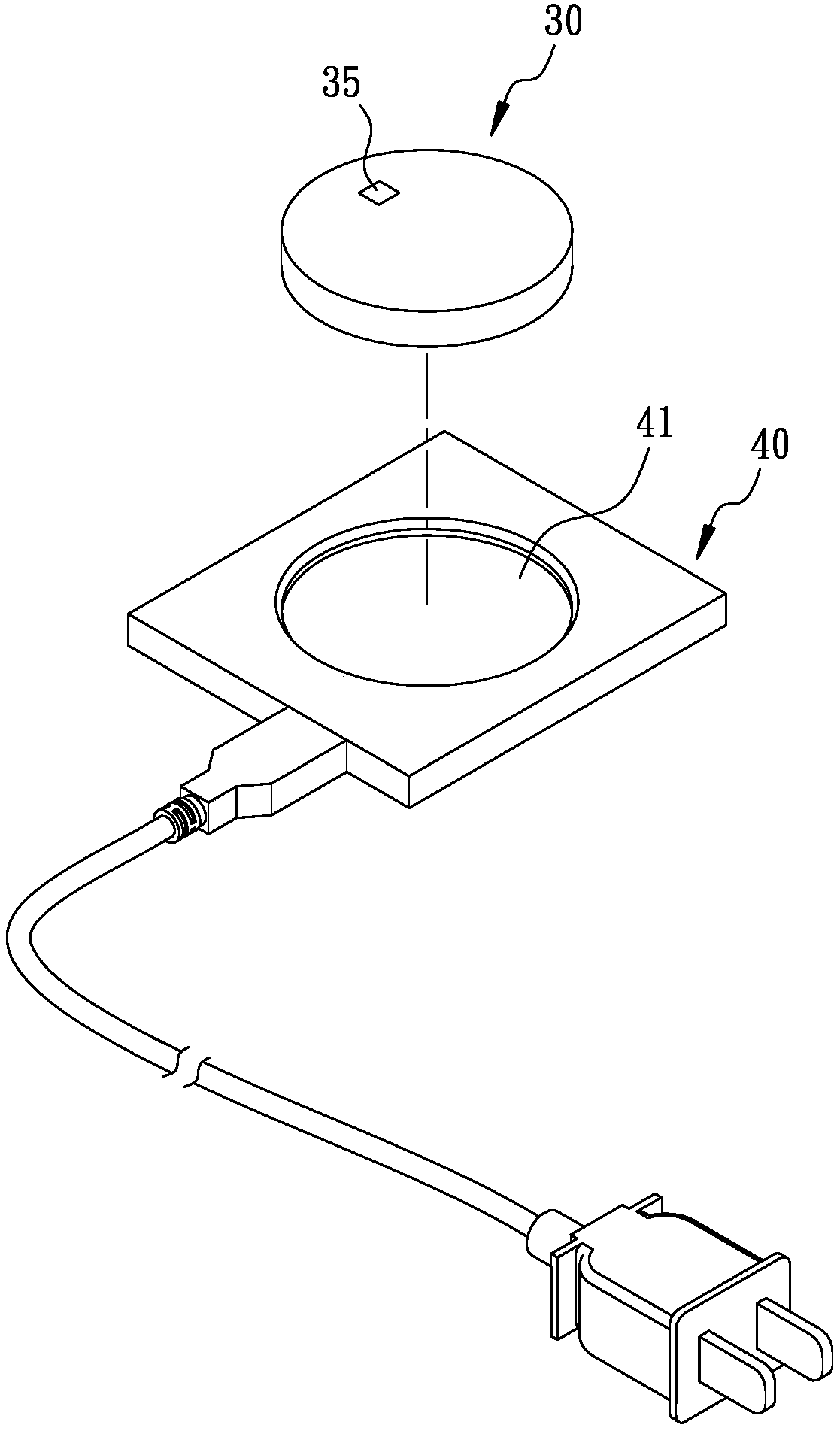 Wearable ornament wirelessly receiving electric power to generate light and assembly thereof