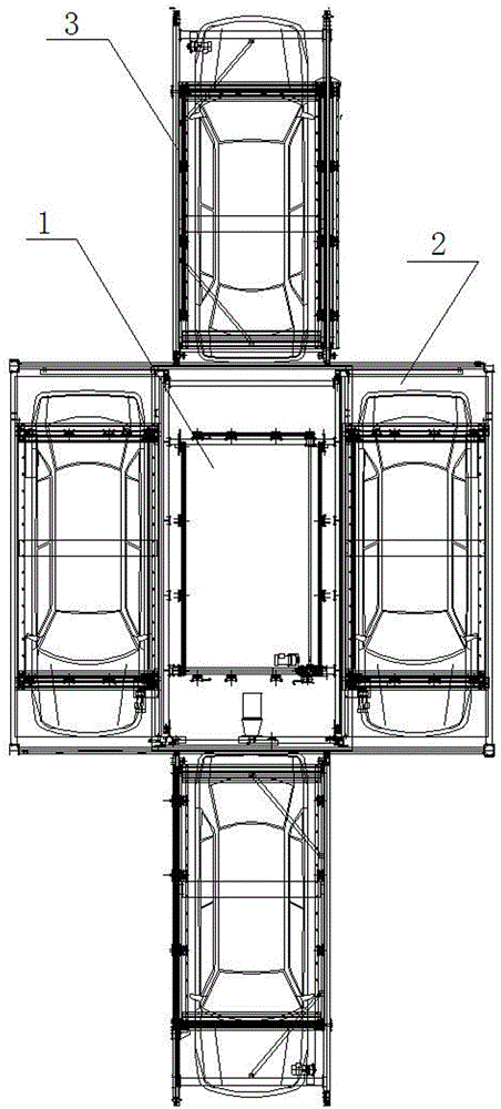 Four-way mobile access car mechanism