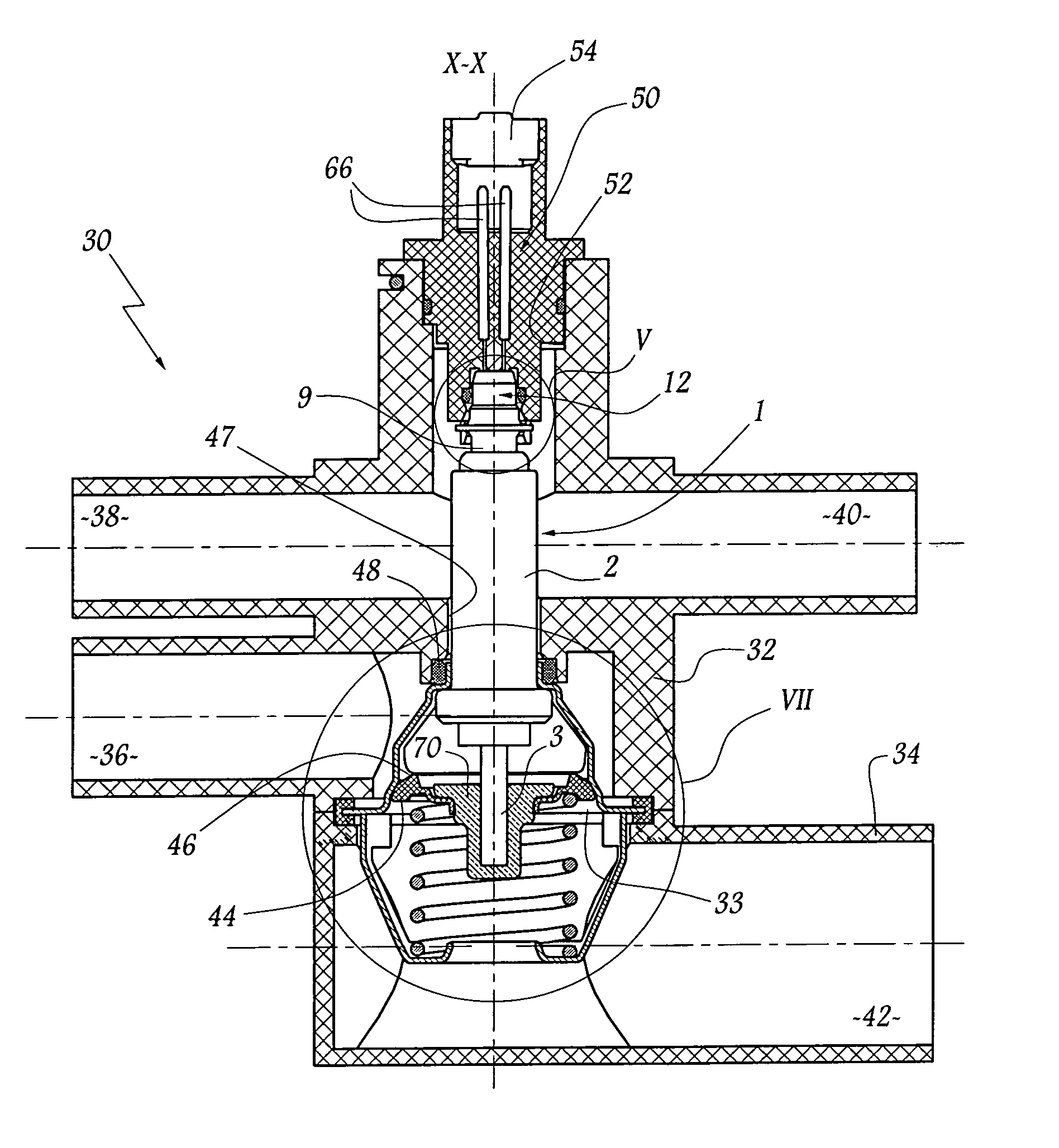 Thermostatic valve for a cooling circuit