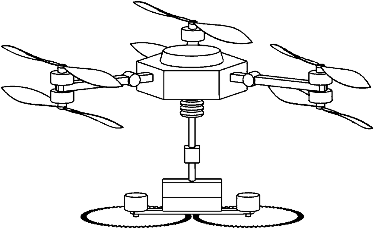 Tree barrier clearing aerial robot provided with rope suspended tools