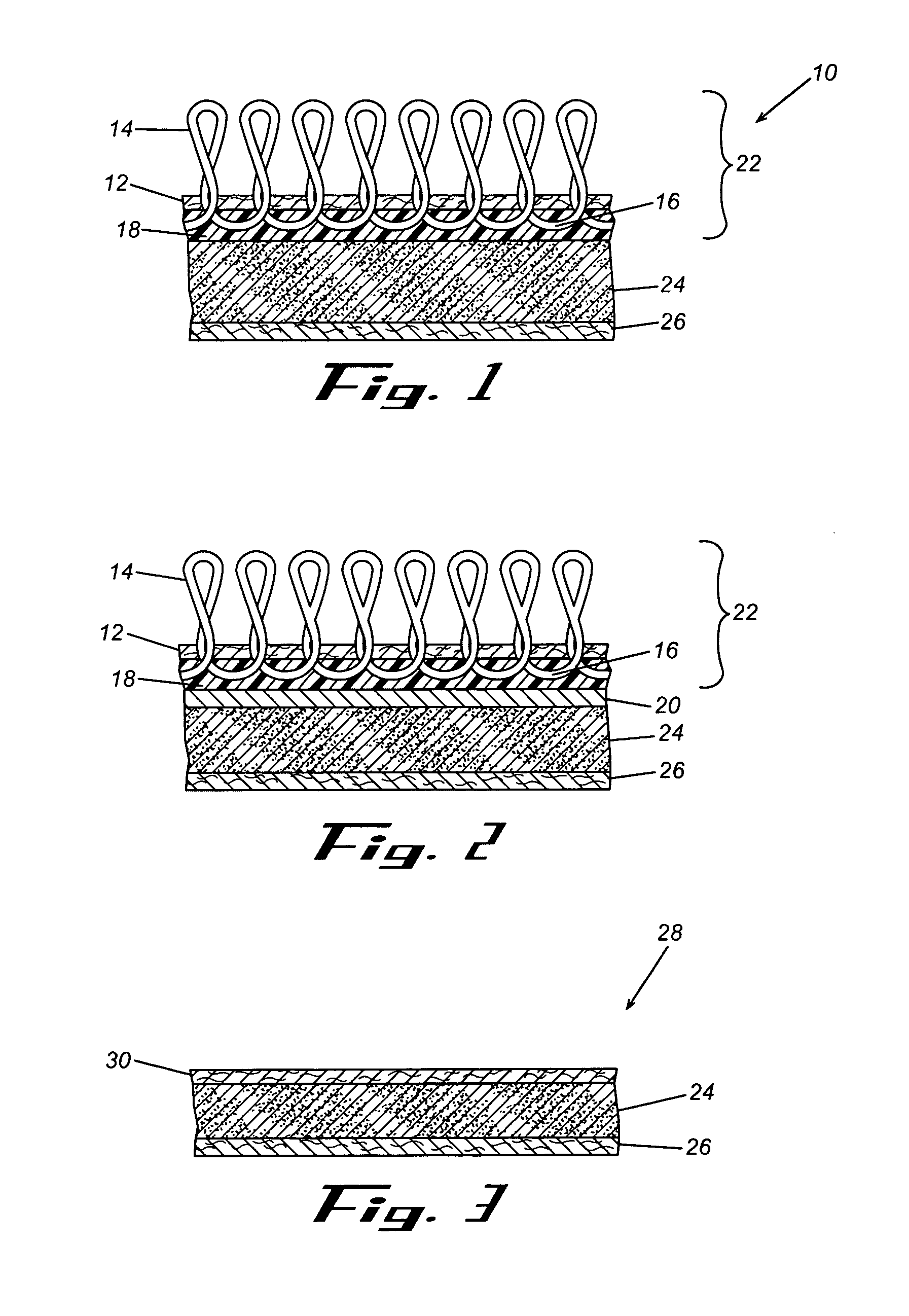 Floor covering product including recycled material and method of making same
