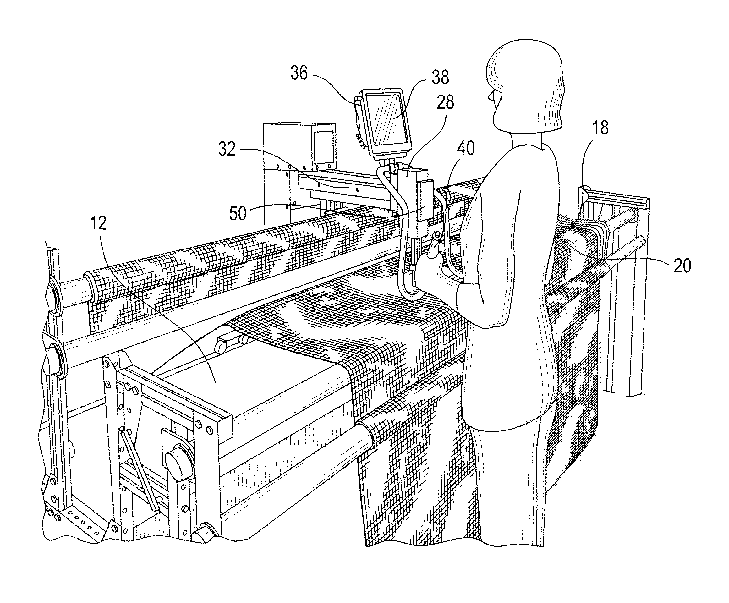 Method and Apparatus for Visualizing the Position of an Operating Head Relative to a Workpiece
