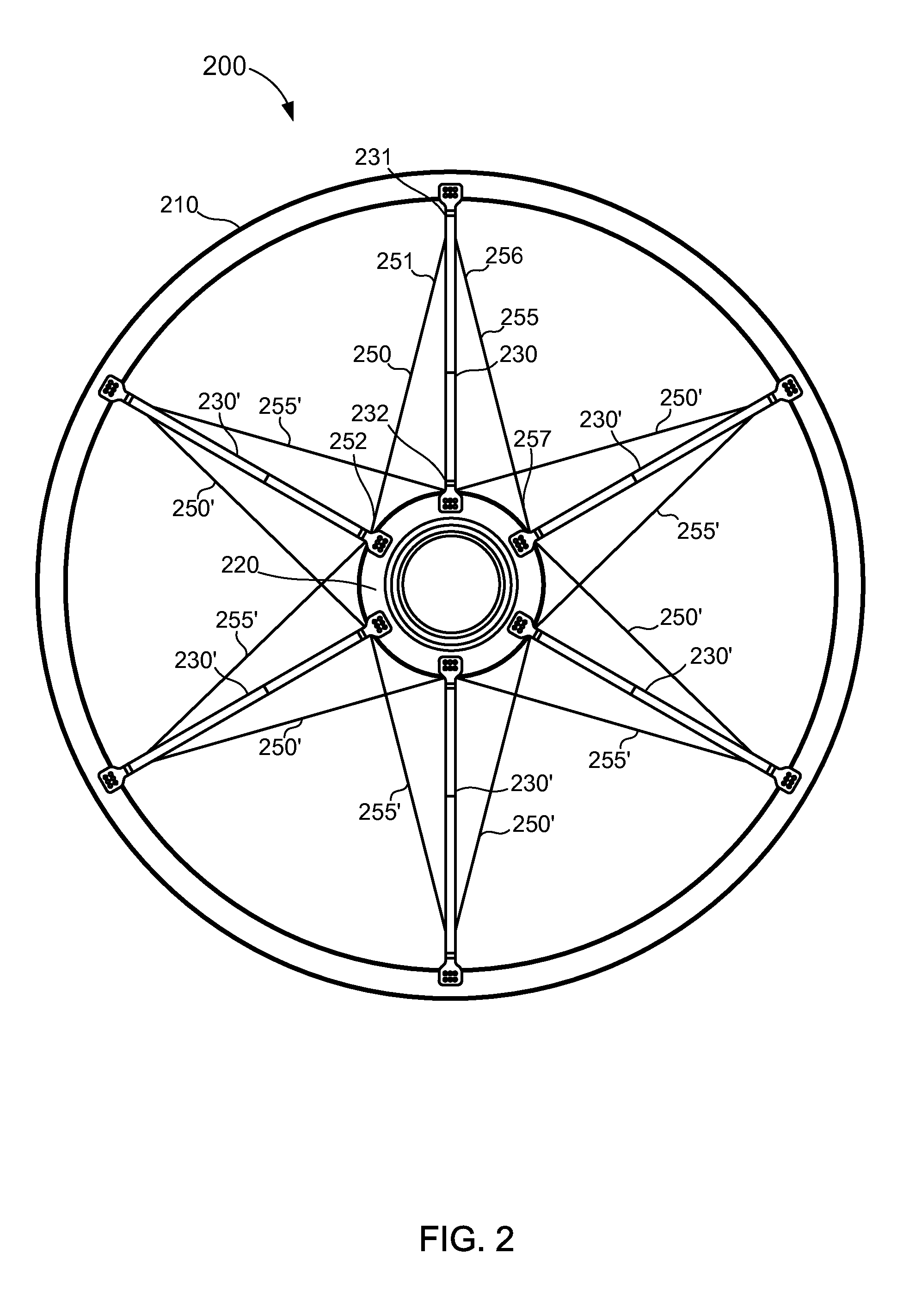 Structure for an electromagnetic machine having compression and tension members