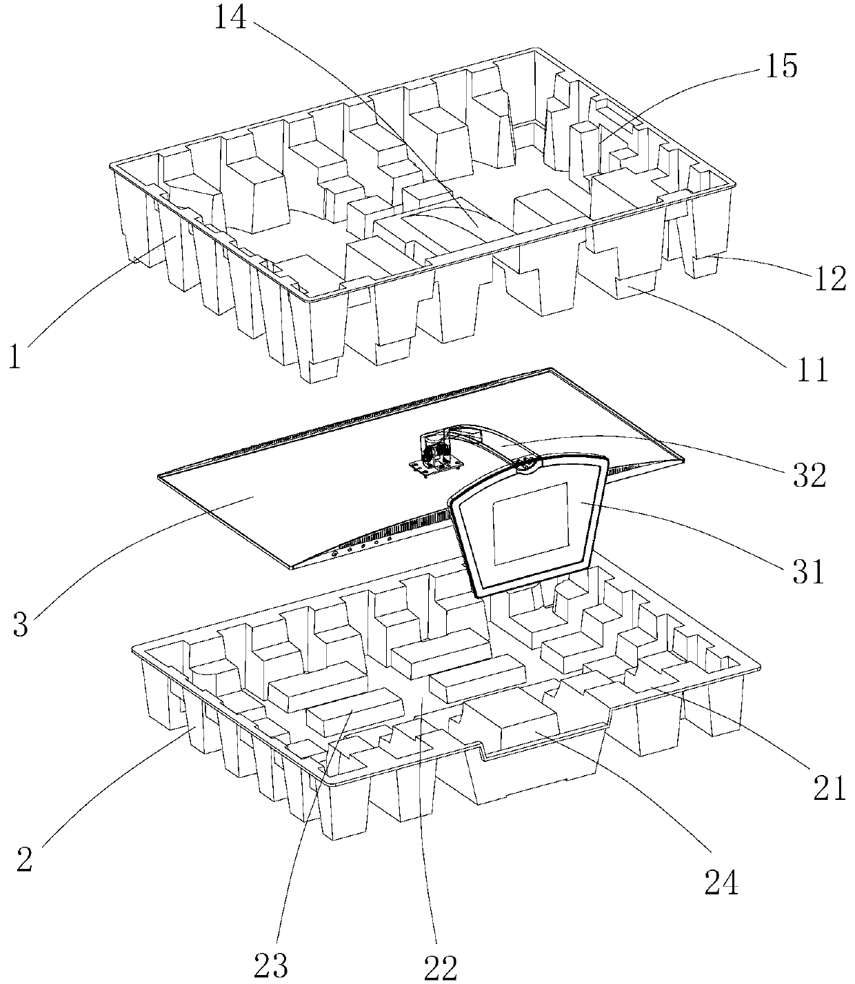 Buffering protection packing structure of display