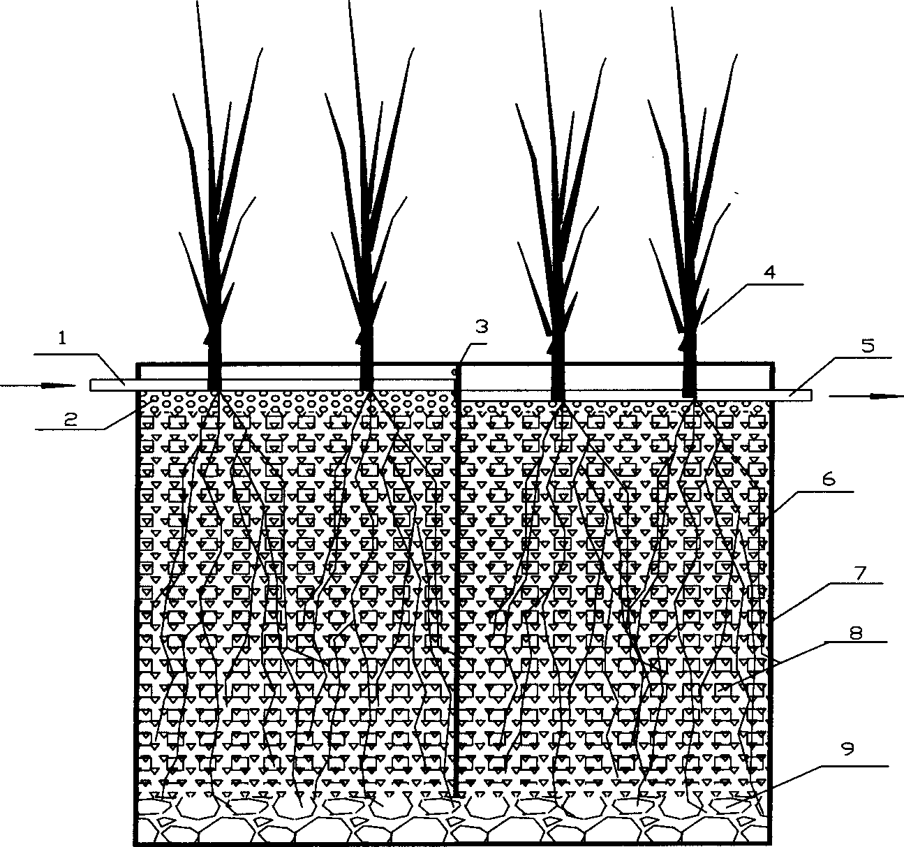 Tech., for treating water from city sewage treating plant by zeolite and limestone using artificial wet land