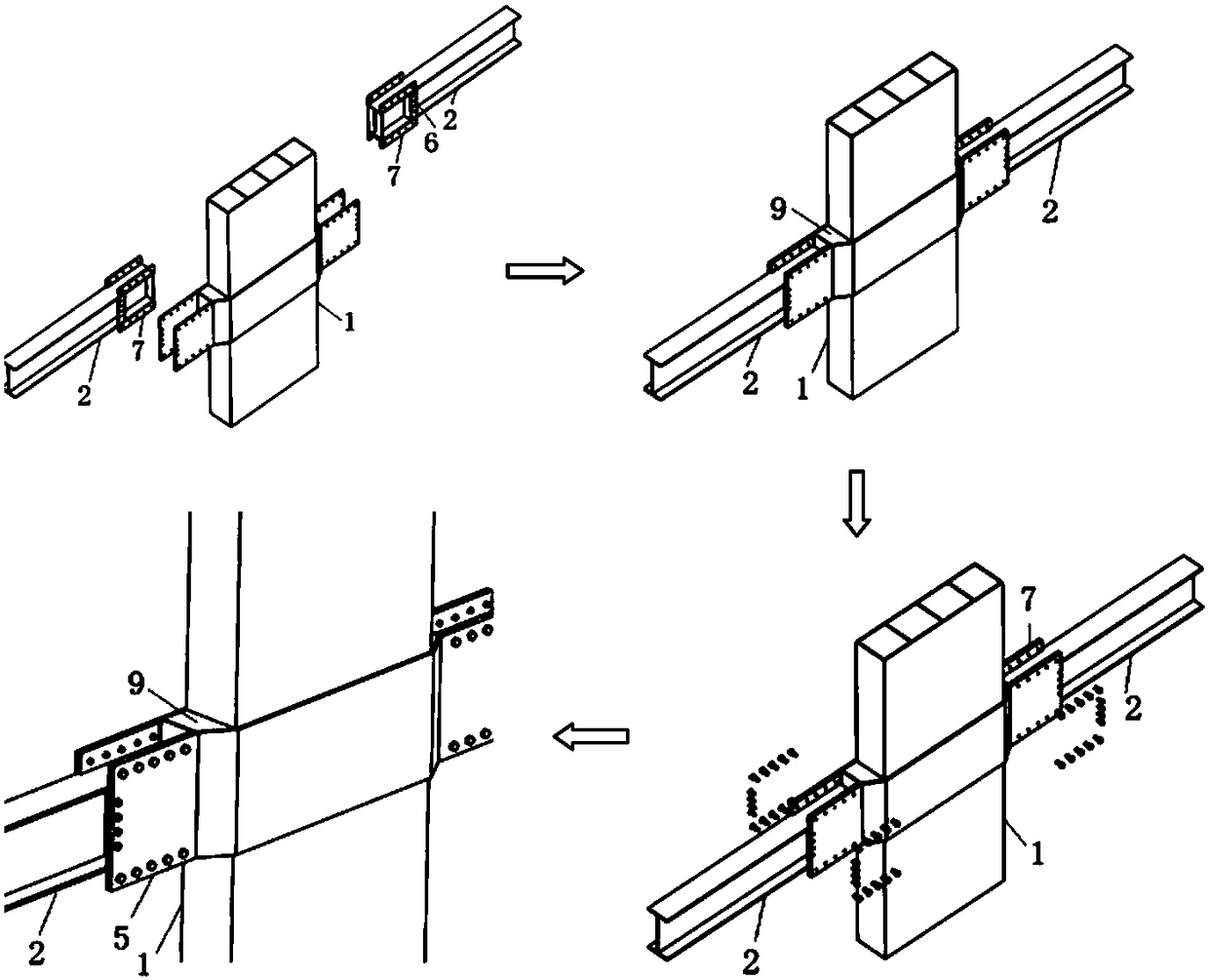 A bolt connection node and assembly method for eccentric beam-column