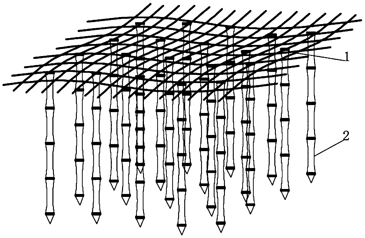 Bamboo-joint-like auxiliary degradation net for soil burial for plastic