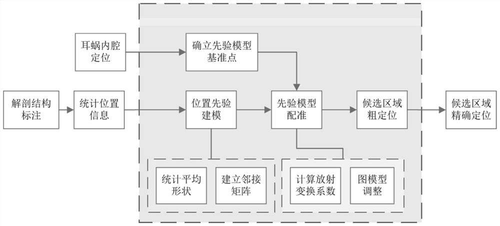 Temporal bone key anatomical structure automatic positioning method based on spatial relative position prior