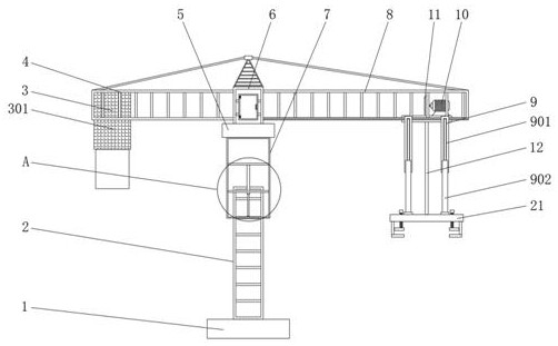 Hoisting tower crane with double hoisting ends