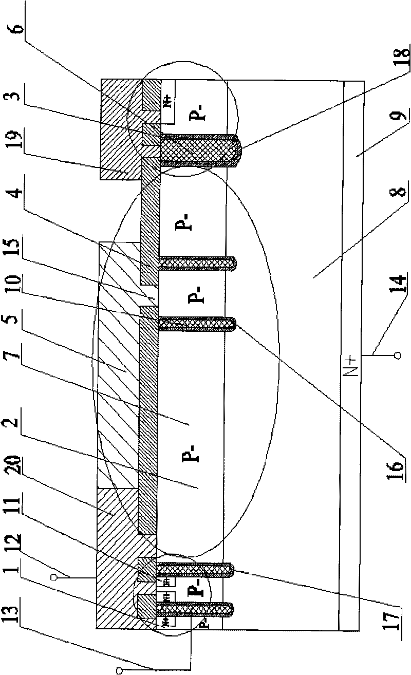 Groove type power MOS device with improved terminal protective structure