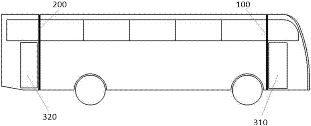 A load-bearing large highway bus body structure with a safety partition