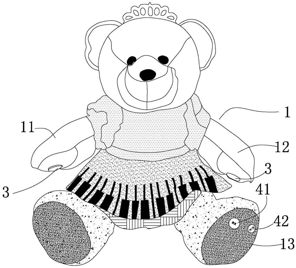 A piano rhythm teddy bear and method for using the teddy bear