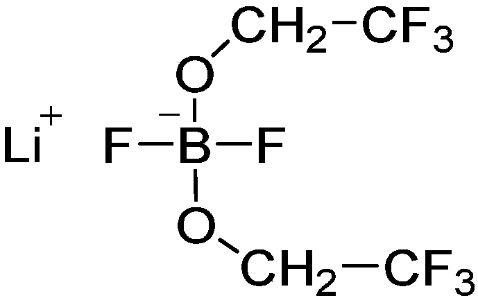 Bi-trifluoroethoxy bi-fluoride lithium borate salt, lithium ion battery low-temperature electrolyte comprising same and lithium ion battery